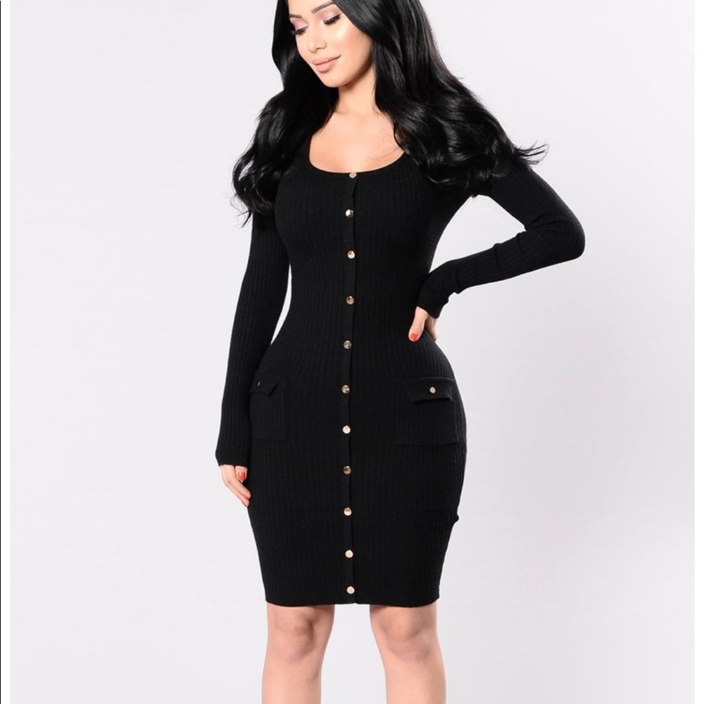 Fashion Nova Fitted Black Dress